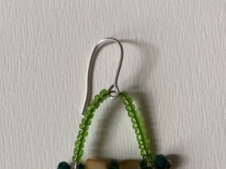 Einzelohrring, Glas, Perlmutt, Silber 42